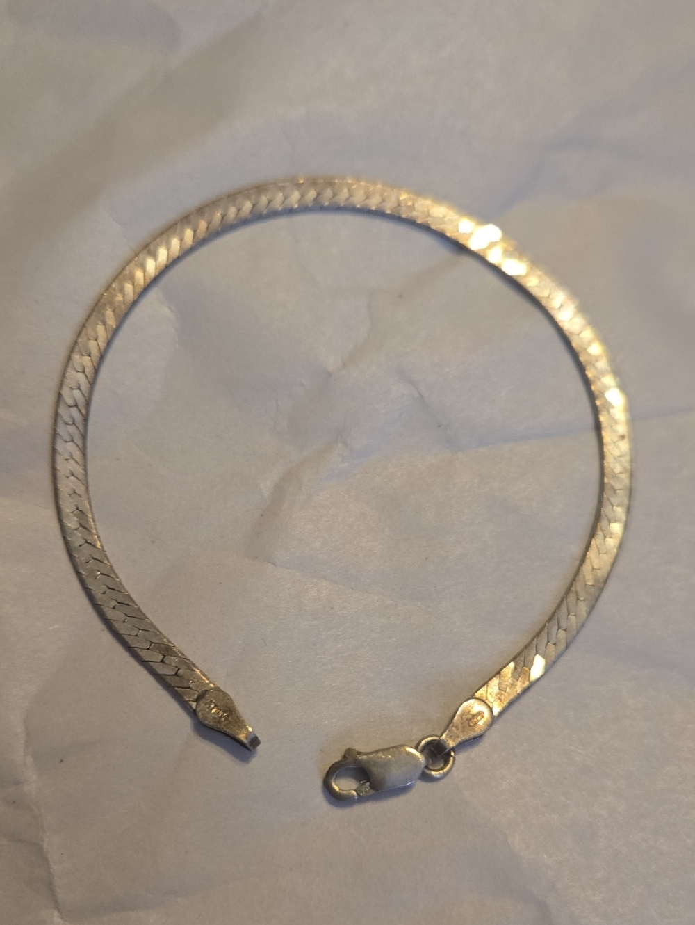 Sterling Silver Herringbone Unisex Bracelet 8"